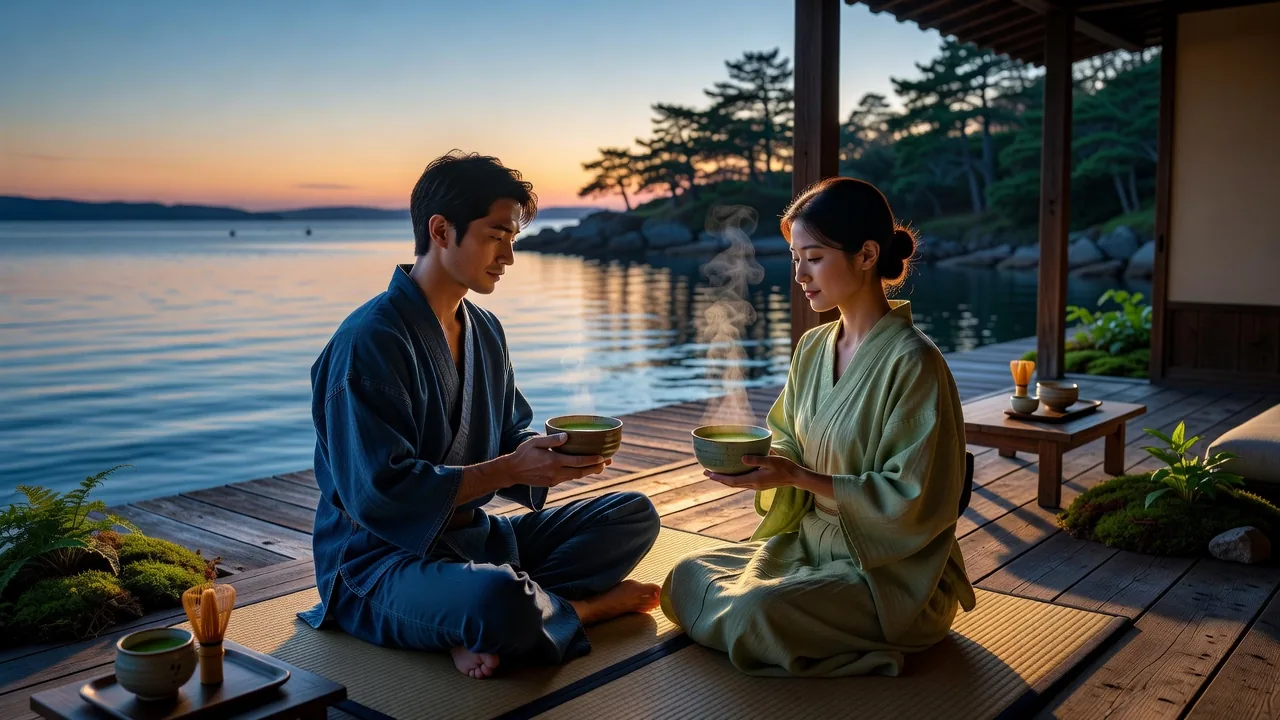 縁側でお抹茶